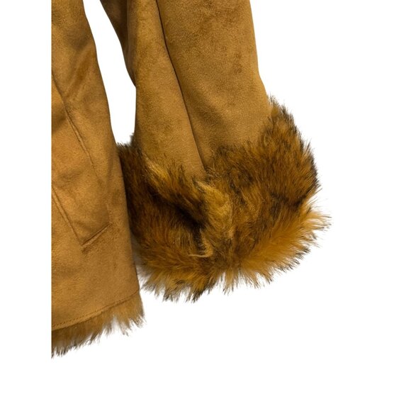 Vintage Y2K Route 66 Faux Shearling Women’s L Camel Brown Coat With Belted Waist - Picture 4 of 4